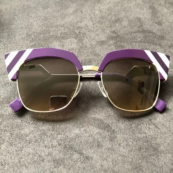 FENDI Sunglasses Violet & White Striped Cat Eye display picture 3